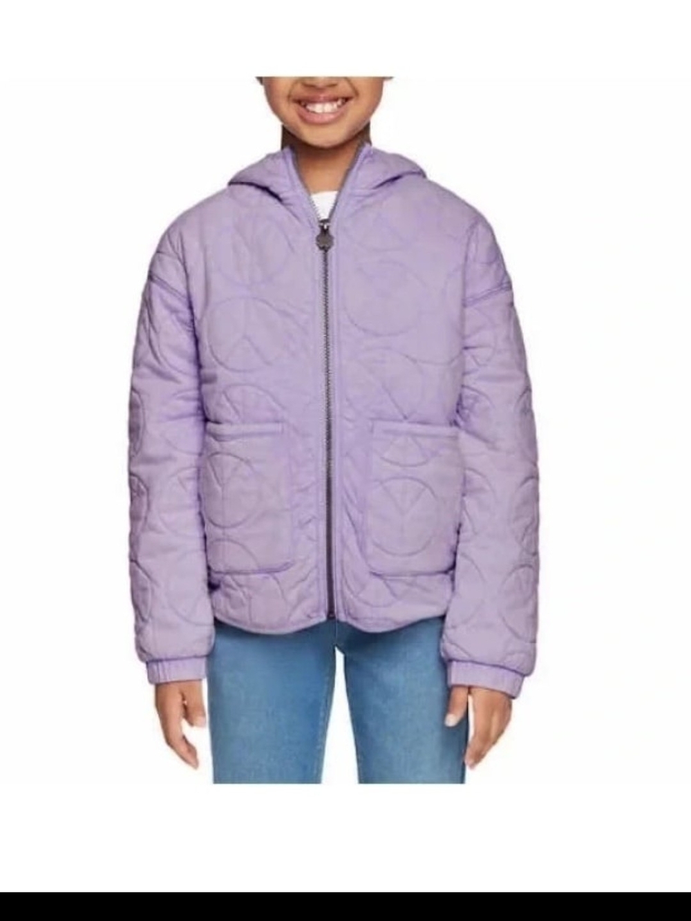 Lucky Brand Girls' Quilted Hooded Jacket in Lavender
